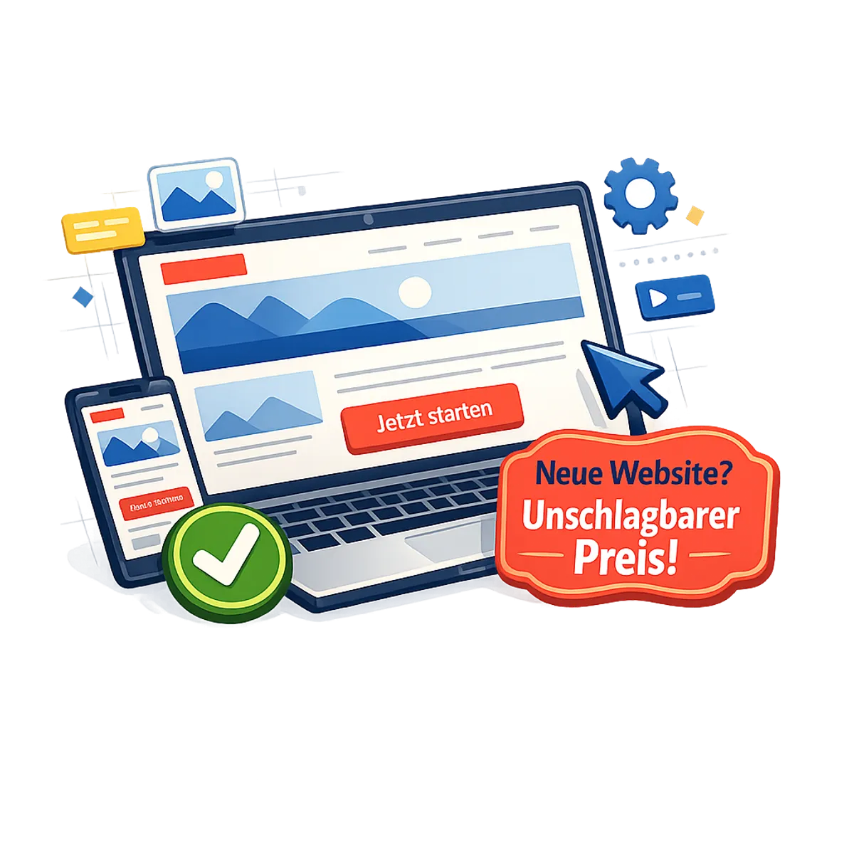 Vorschau einer neuen Unternehmens-Website – Layout auf Laptop und Smartphone.